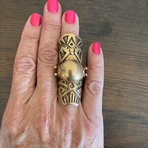 Tribal Aztec Style Statement Full-Finger Knuckle Armor Ring